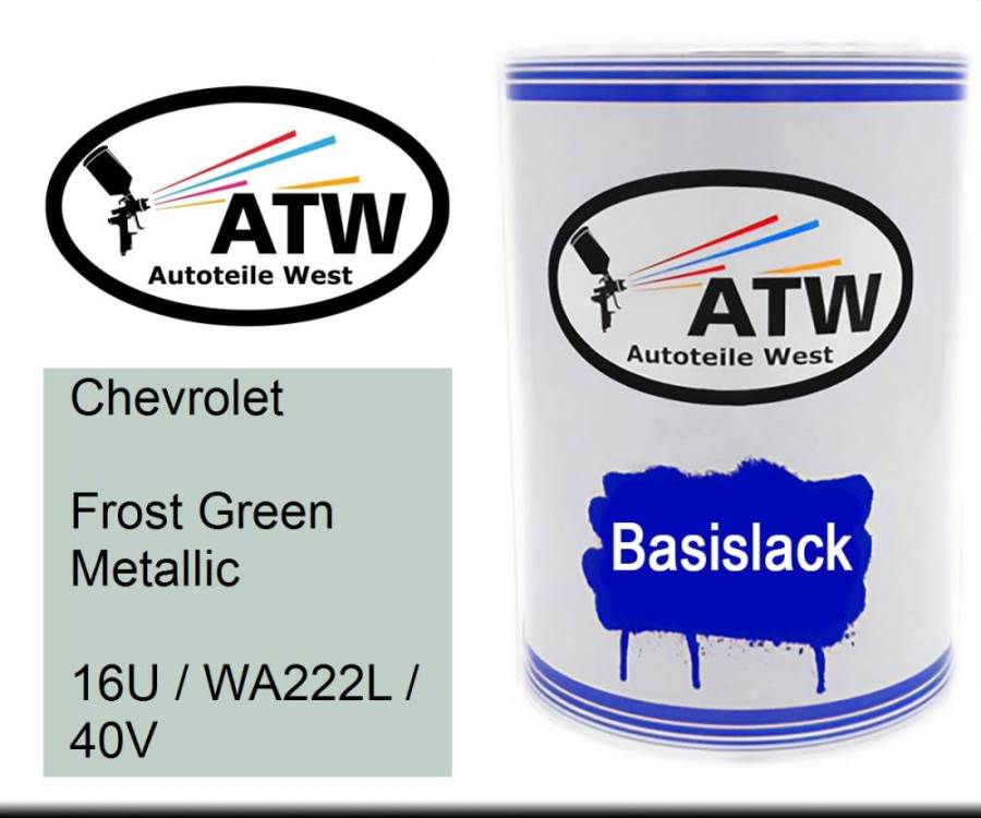Chevrolet, Frost Green Metallic, 16U / WA222L / 40V: 500ml Lackdose, von ATW Autoteile West.